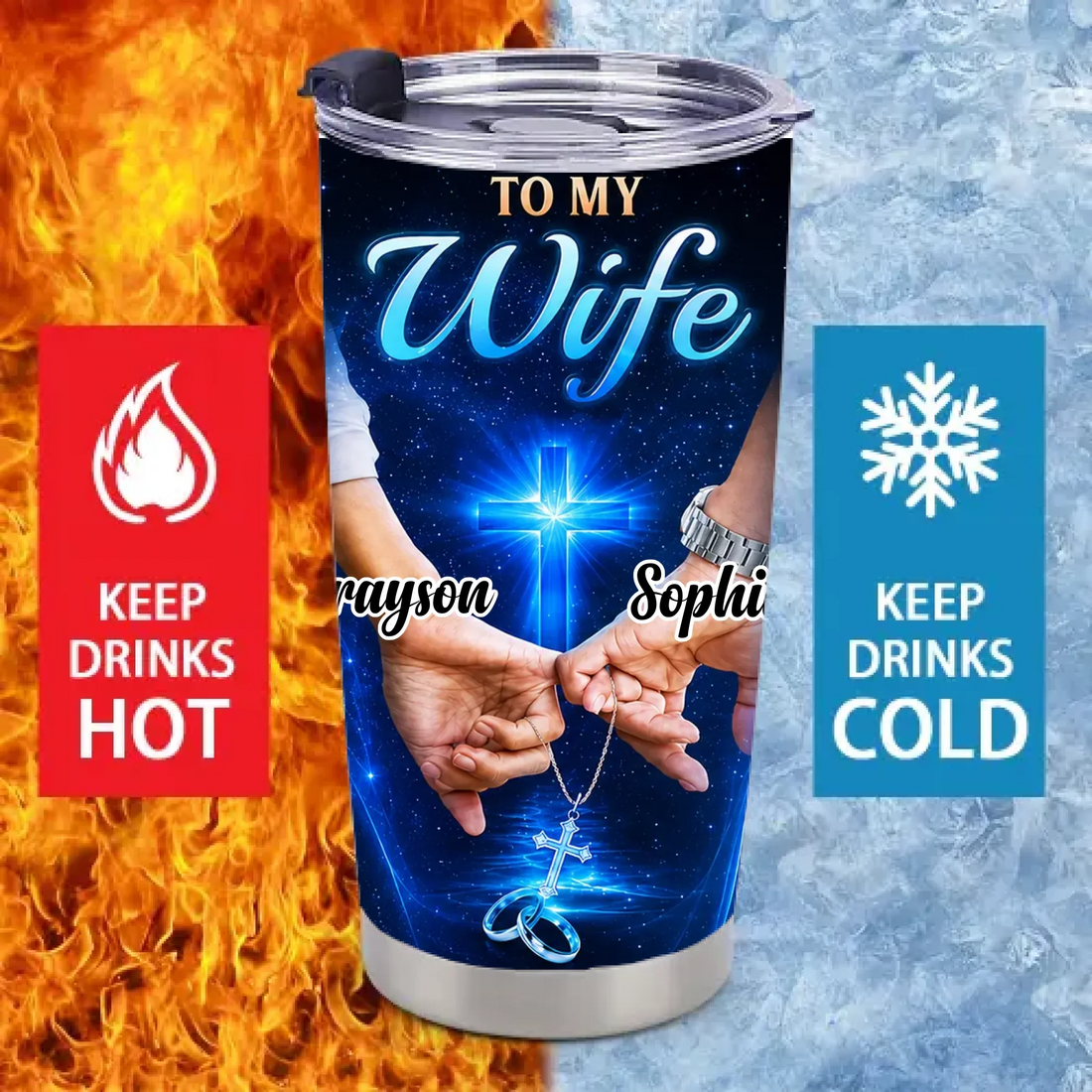 To My Wife Thermos Cup - Romantic Christian Love Insulated Cup - Anniversary Gift From Husband