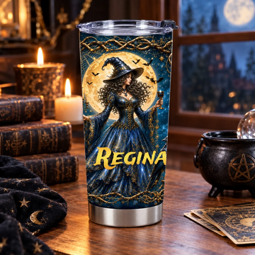 Personalized Mystical Witch Tumbler - Custom Name Moonlight Witch Cup - Gift For Witchcraft Lovers