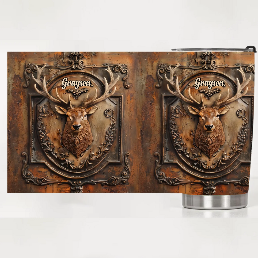 Personalized Deer Hunting Thermos Cup - Custom Name Vintage Buck Insulated Cup - Gift For Hunters