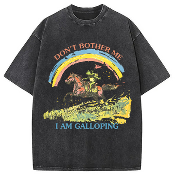 Personality fashion Frog On Horse Washed T-Shirt