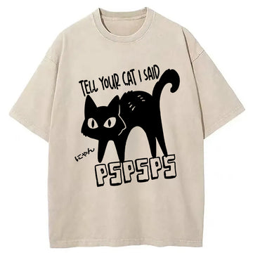 Personality fashion Attract Cats Washed T-Shirt