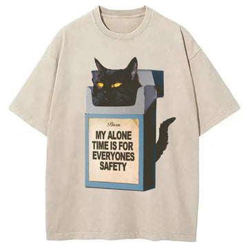 Personality fashion My Alone Time Is For Everyone Safety Meme Washed T-Shirt