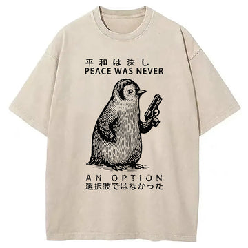Personality fashion Penguin That Can't Choose Washed T-Shirt