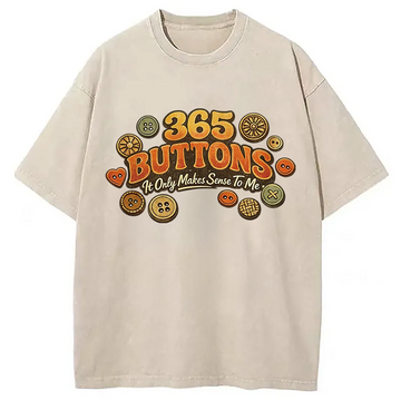 Personality fashion 365 Buttons Meme Retro Washed T-Shirt