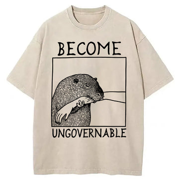 Personality fashion Become Ungovernable Capybara Bites People Washed T-Shirt