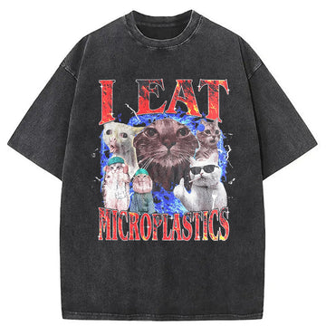 Personality fashion I Eat Microplastics Washed T-Shirt