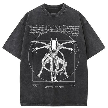 Personality fashion Alien Funny Washed T-Shirt