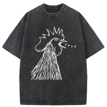 Personality fashion Funny Dirty Talking Chicken Washed T-Shirt