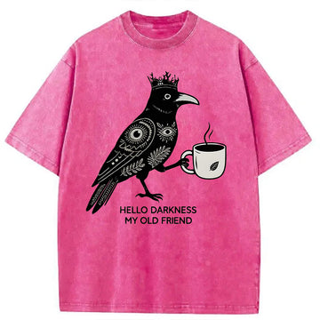 Personality fashion Hello Darkness My Old Friend Washed T-Shirt