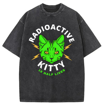 Personality fashion Radioactive Kitty Washed T-Shirt