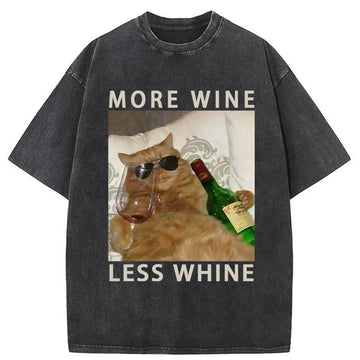 Personality fashion More Wine Less Whine Washed T-Shirt