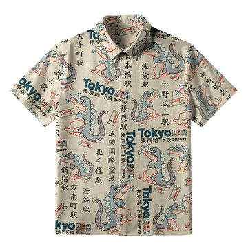 Personality fashion  Funny Tokyo Subway Map Button-up Shirt