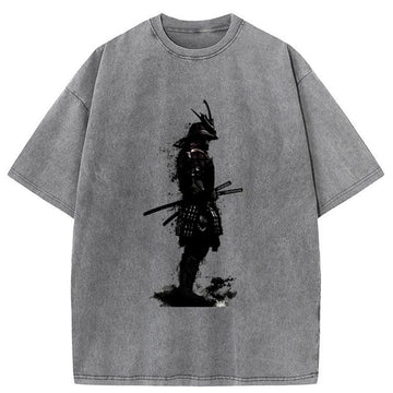 Personality fashion Armored Samurai Samurai Washed T-Shirt
