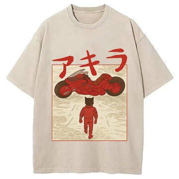 Personality fashion Neo Tokyo Cat Washed T-Shirt