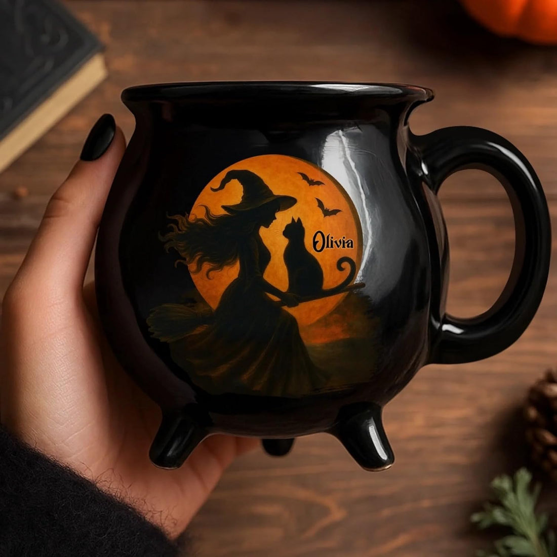 Witchy Cauldron Mug, Personalized Birthday Gifts For Besties, Sisters, BFF, Family, Yourself, Witching You a Wicked Brew, Halloween Tea Cups Woman Wiccan Gifts, Witch Mug