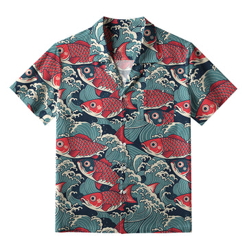 Personality fashion  Koi Wave Aloha Hawaiian Shirt