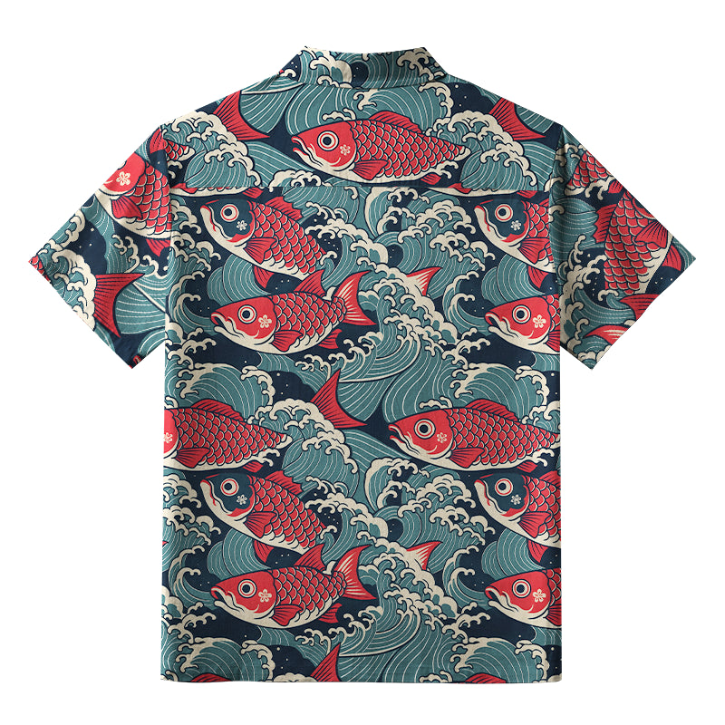 Koi Wave Aloha Hawaiian Shirt