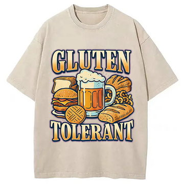 Personality fashion Gluten Tolerant Funny Food Humor Washed T-Shirt
