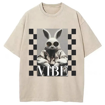 Personality fashion Bunny Vibe Easter Washed T-Shirt
