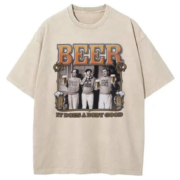 Personality fashion White and Cream Washed T-Shirt