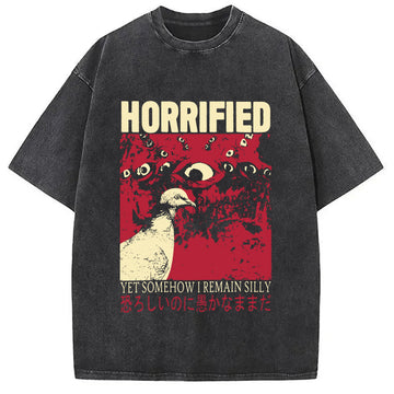 Personality fashion Horrified Pigeon Vintage Washed T-Shirt
