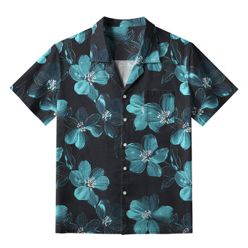 Personality fashion  Teal Blossom Aloha Hawaiian Shirt