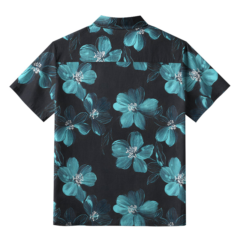 Teal Blossom Aloha Hawaiian Shirt