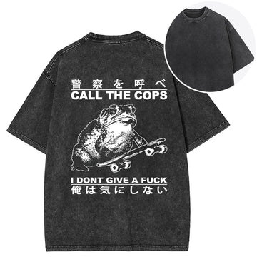 Personality fashion I Don't Care Back Washed T-Shirt