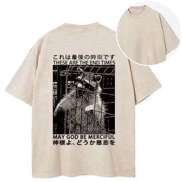 Personality fashion May God Be Merciful Back Washed T-Shirt