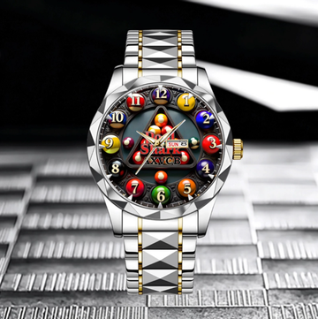 Customized Billiard Pointer Watch – Personalized Name Billiard Game-themed Printed Watch - A Gift For Billiards Enthusiast,Ball Games Enthusiasts