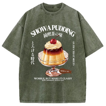 Personality fashion Japanese Pudding Washed T-Shirt