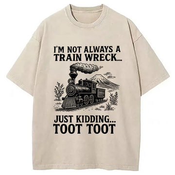 Personality fashion Funny Train Jokes Washed T-Shirt