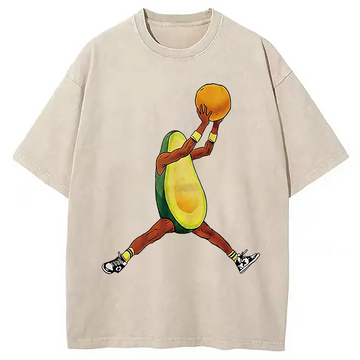Personality fashion Avocado Basketball Washed T-Shirt