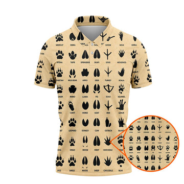 Animal Tracks Pattern Polo Shirt Wildlife Footprint Hunting shirt For men