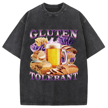 Personality fashion Gluten Tolerant Meme Washed T-Shirt