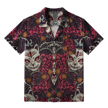 Personality fashion  Fox Mask Aloha Hawaiian Shirt