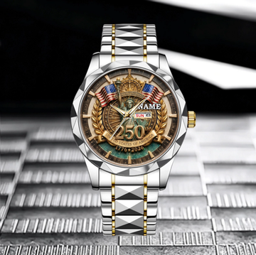 Customized American 250th Anniversary celebration Watch - Personalized Name - Patriotic Gift For Him & Her