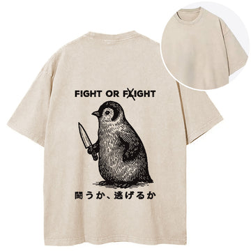Personality fashion Funny Fight Or Flight Back Washed T-Shirt