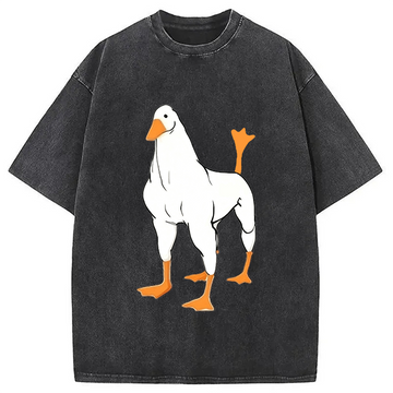 Personality fashion Muscle Duck Goose Washed T-Shirt