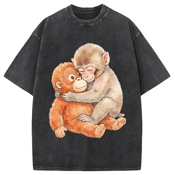 Personality fashion Poor Punch Washed T-Shirt