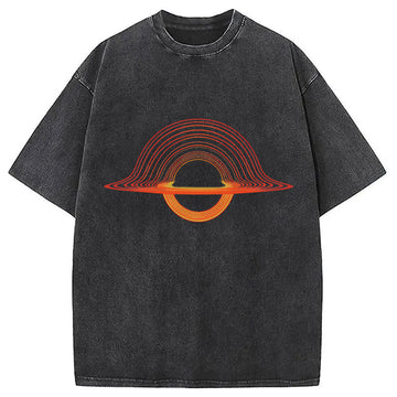 Personality fashion Planet Aperture Space Washed T-Shirt