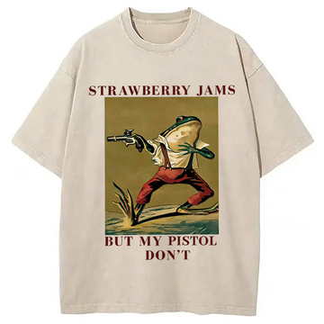 Personality fashion Western Frog Washed T-Shirt