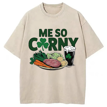 Personality fashion Me So Corny Beer Washed T-Shirt
