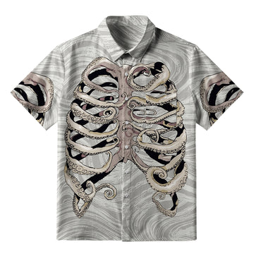Personality fashion  Octopus Skeleton Button-up Shirt