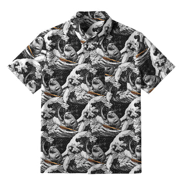 Personality fashion  Surfing Capybara Button-up Shirt