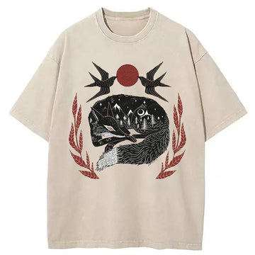 Personality fashion Deep In The Forest Washed T-Shirt