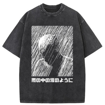 Personality fashion People In The Rain Washed T-Shirt