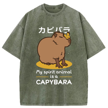 Personality fashion Spirit Animal Capybara Washed T-Shirt