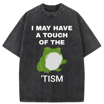 Personality fashion Funny Frog Flipping The Bird Washed T-Shirt