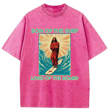 Personality fashion Jesus Surfer Washed T-Shirt
